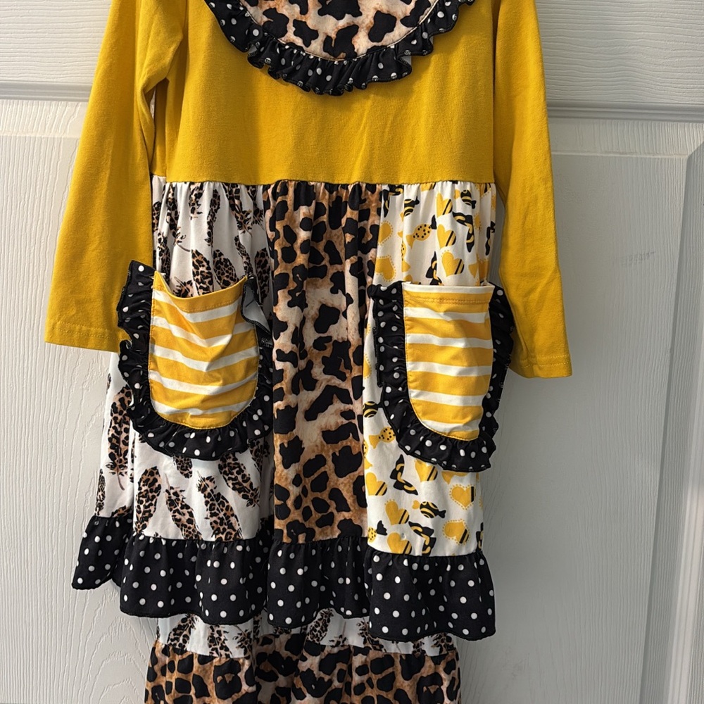 Girls Yellow and Animal Print boutique outfit